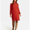 Taifun Strickkleid mit Ballonärmeln, Rot
