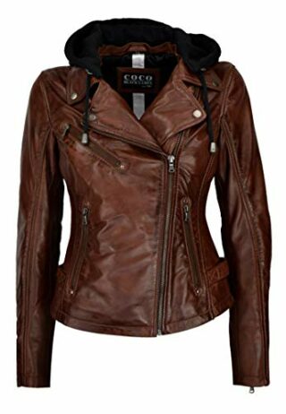 COCO BLACK LABEL Angel Lederjacke mit Kapuze, Braun