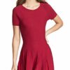 Theory Pleat Tee Dress Kleid, Purpurrot, Rot