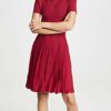 Theory Pleat Tee Dress Kleid, Purpurrot, Rot