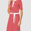 Tommy Hilfiger Stripe Regular Polo Midikleid, Rot