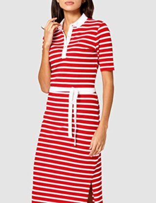 Tommy Hilfiger Stripe Regular Polo Midikleid, Rot