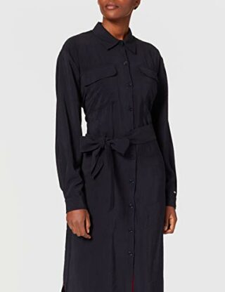 Tommy Hilfiger VIS Twill Midikleid, Blau
