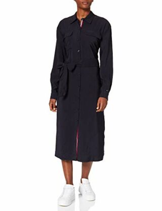 Tommy Hilfiger VIS Twill Midikleid, Blau
