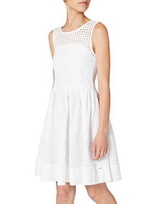 Tommy Jeans Ärmellos Etui Kleid, Weiß