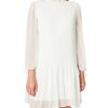 Tommy Jeans Ruffle Dobby A-Linien Kleid, Weiß