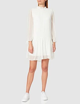 Tommy Jeans Ruffle Dobby A-Linien Kleid, Weiß