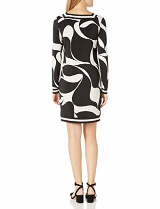 Trina Turk Finn 2 Langarmkleid mit V-Ausschnitt Abendkleid, Schwarz