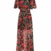 Twinset Maxikleid mit Blumenmuster, Schwarz