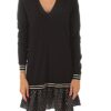 Twinset Plissee Strickkleid, Schwarz