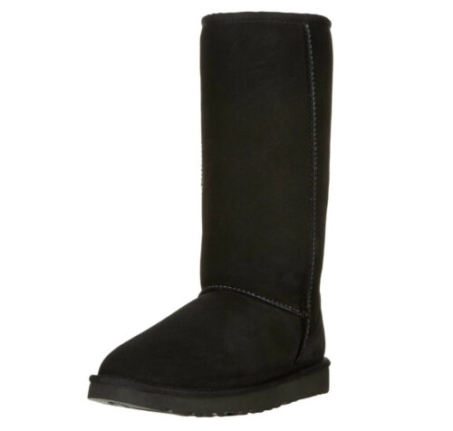 UGG Classic Tall Damen Leder-Stiefel, Schwarz