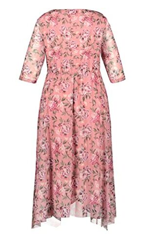 Ulla Popken Plus Size Sommerkleid, Blüten-Mesh, Pink