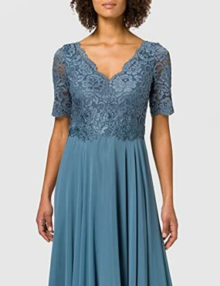 Vera Mont 0121/4825 Cocktailkleid mit Spitze, Blau
