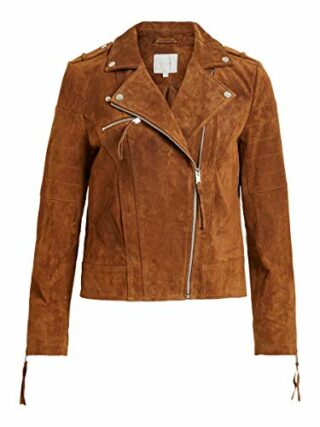 Vila Clothes VICRIS Suede Lederjacke Damen, Braun