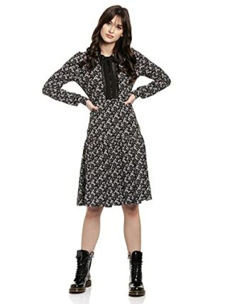 Vive Maria French Flower A-Linien-Kleid, Schwarz