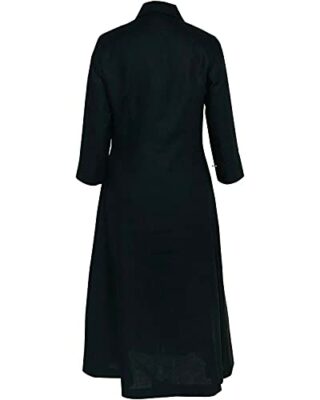 White Label Midi Leinenkleid, Schwarz