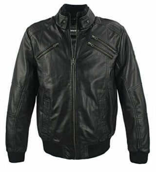 bruno banani Lederjacke Bomberjacke, Schwarz