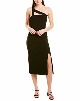 findersKEEPERS Daniela One-Shoulder Midi Etuikleid, Schwarz