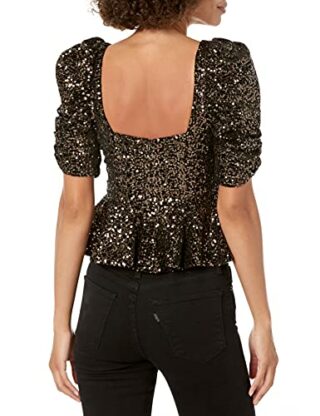 findersKEEPERS Palermo Sheer Ruched Kurzes Minikleid mit Rüschen, Schwarz