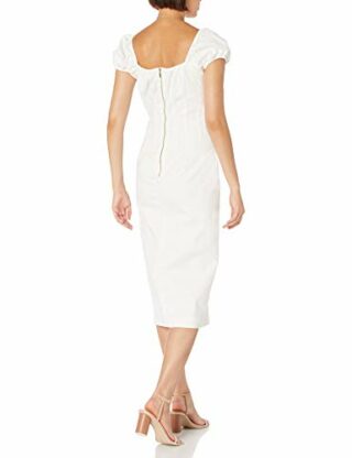 findersKEEPERS Tutti Frutti Kurzes Midi-Etuikleid mit Puffärmeln, Beige