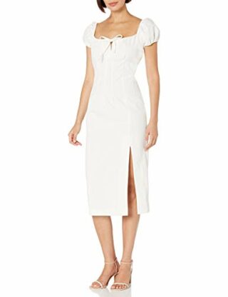 findersKEEPERS Tutti Frutti Kurzes Midi-Etuikleid mit Puffärmeln, Beige