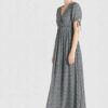 khujo ABSENTA Maxi Kleid Blumenmuster, Grau