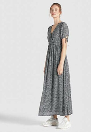 khujo ABSENTA Maxi Kleid Blumenmuster, Grau