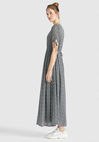 khujo ABSENTA Maxi Kleid Blumenmuster, Grau