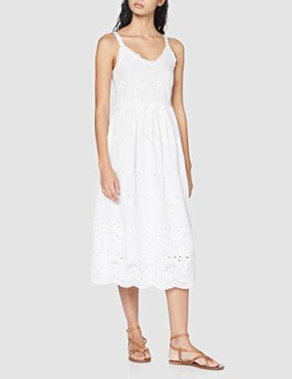 rich&royal Anglaise A-Linien-Kleid mit Stickerei, Weiß