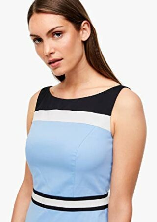 s.Oliver BLACK LABEL Abendkleid mit Blockstreifen, Blau