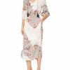 s.Oliver BLACK LABEL Boho Chic Etuikleid mit Blumenmuster, Beige