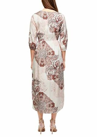 s.Oliver BLACK LABEL Boho Chic Etuikleid mit Blumenmuster, Beige