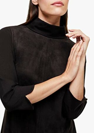 s.Oliver BLACK LABEL Kleid in Veloursleder-Optik, Schwarz