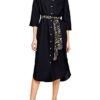 s.Oliver BLACK LABEL Leinenkleid mit Bindegürtel, Blau
