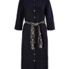 s.Oliver BLACK LABEL Leinenkleid mit Bindegürtel, Blau