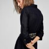 s.Oliver BLACK LABEL Leinenkleid mit Bindegürtel, Blau