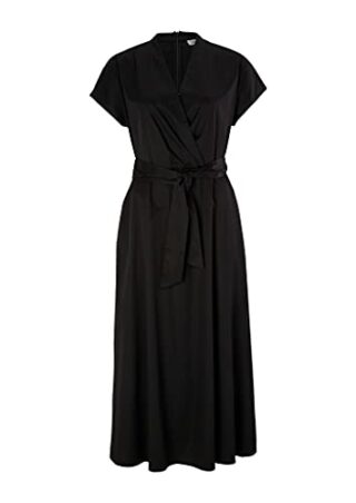 s.Oliver BLACK LABEL Midikleid mit Wickel-Effekt, Schwarz