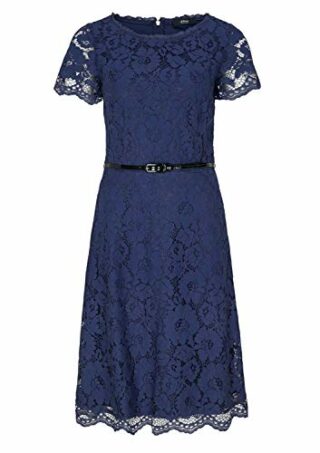 s.Oliver BLACK LABEL Spitzenkleid mit Gürtel, Blau