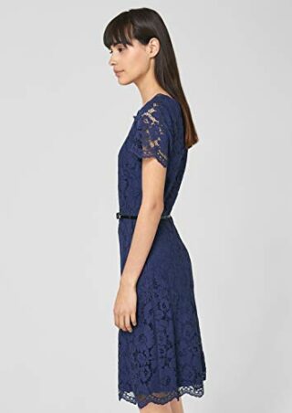s.Oliver BLACK LABEL Spitzenkleid mit Gürtel, Blau