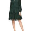 s.Oliver BLACK LABEL Stufenkleid mit Spitzen-Einsätzen Dark Green, Grün