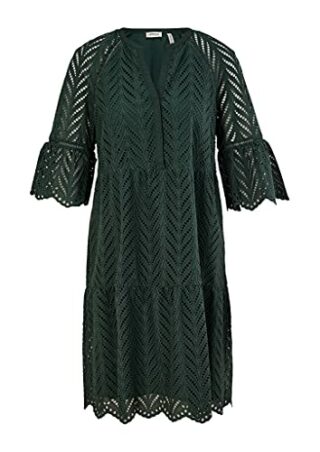 s.Oliver BLACK LABEL Tunikakleid mit Lochstickerei, Grün