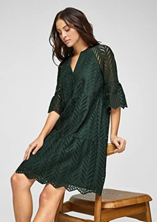 s.Oliver BLACK LABEL Tunikakleid mit Lochstickerei, Grün