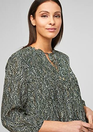 s.Oliver BLACK LABEL Viskosekleid mit BiesenfaltenAOP, Beige