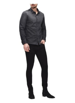 7 For All Mankind Plain Shirt Casual-Hemd Herren, Schwarz