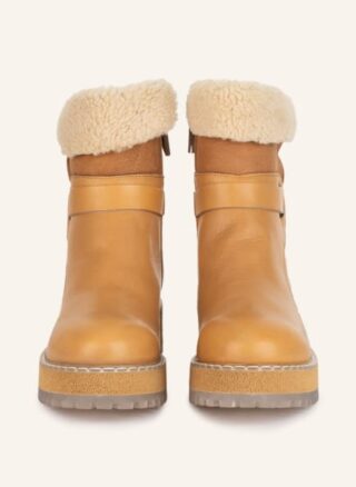 AGL Boots Apreski Biker Boots Damen, Braun