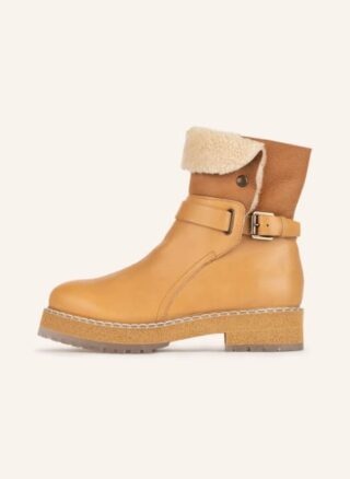 AGL Boots Apreski Biker Boots Damen, Braun