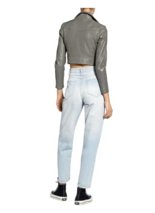 ALL SAINTS Elora Lederjacke Damen, Grün