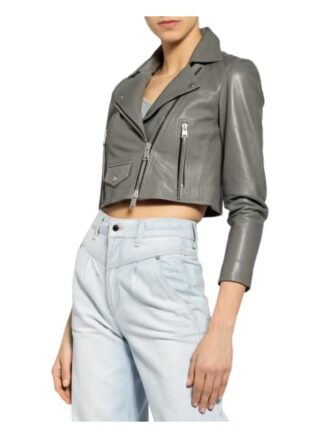ALL SAINTS Elora Lederjacke Damen, Grün