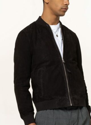 ALL SAINTS Ronan Lederjacke Herren, Schwarz