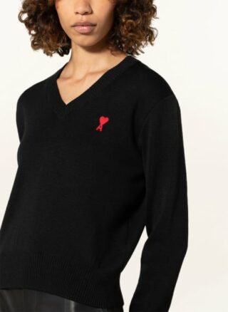AMI De Coeur aus Merinowolle Pullover Damen, Schwarz